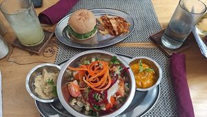 Vegan Burger and Botija Pirate de vegetales at Fonda Al Pirata in Havana