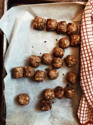 Spiced Lebanese inspired Falafels. 
Topped with salad in a lightly Toasted Tortilla wrap or rice bowl.  at Sista Barista Cafe in South East London