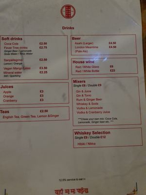 Drinks menu #Veganuary at House of MoMo in North London