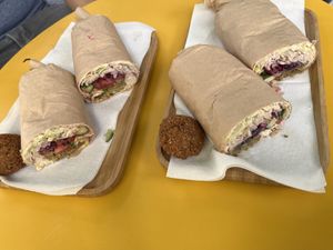 two falafel sandwiches (one for 6€ & one for 6,50€)  at Falafel Top in Leuven