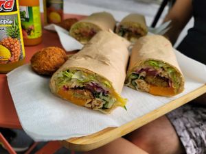 Sandwich Top with pumpkin, yummy 😋 at Falafel Top in Leuven