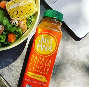 The superfoods in the Papaya Ginger work together to help fight inflammation, protect against skin damage and promote a healthy gut. at Just Made Juice in Houston