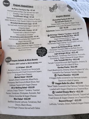 Menu as of June 2021 at Queens Coach in Niagara Falls