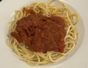 Kids spaghetti (option to add vegan meatball but our kid wanted plain)  at Queens Coach in Niagara Falls