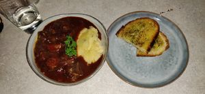 "Fransosen" - french stew with mashed potatoes at Skrymslet Under Trappan in Norrkoping