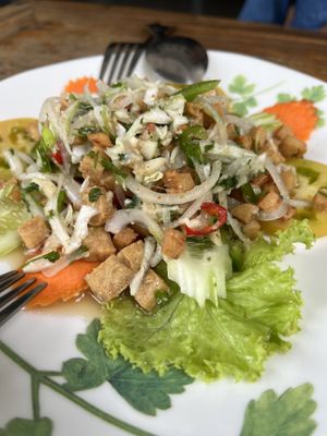 Vegan Laab. Delicious!  at Benny's Vegan in Battambang
