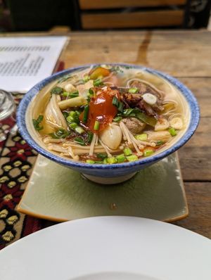 Tom Yum Soup at Benny's Vegan in Battambang