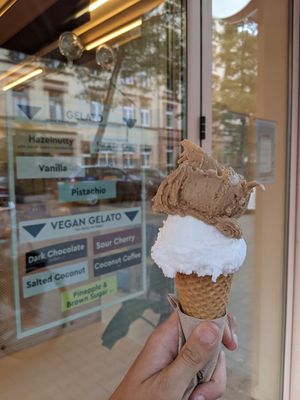 salted coconut and coconut coffee at Antipodean Gelato in Frankfurt