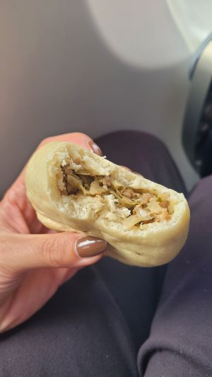 buns filled with cabbage and soy 💚 at El Jardin Vegetariano in Panama City