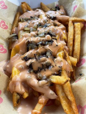 Animal-less fries 😋  at Chicana Vegana in Fullerton