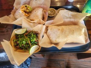 Burritos and Asada tacos at Chicana Vegana in Fullerton