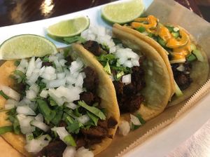 Vegan tacos with 3 different proteins.  at Chicana Vegana in Fullerton
