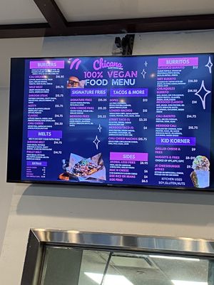 Menu  at Chicana Vegana in Fullerton