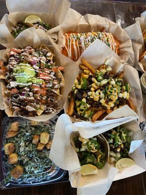 Lots of yummy food  at Chicana Vegana in Fullerton