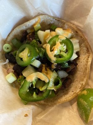 Mexigogi taco - sweet and spicy  at Chicana Vegana in Fullerton