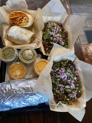 Lots of yummy food  at Chicana Vegana in Fullerton