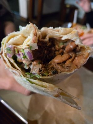 El classico burrito with sour cream added. Yum!!! at Chicana Vegana in Fullerton