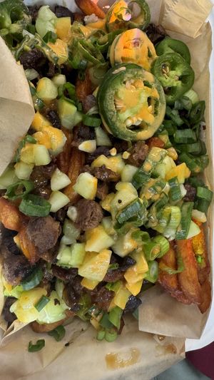 Mexigogi fries   at Chicana Vegana in Fullerton