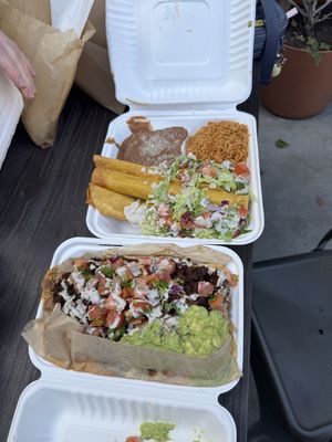 Nachos and potato taquitoss  at Chicana Vegana in Fullerton