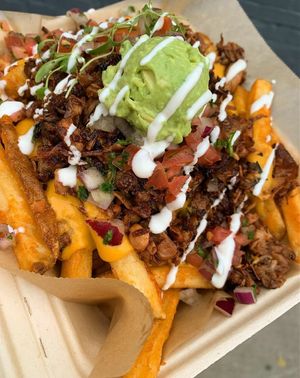Loaded fries at Chicana Vegana in Fullerton