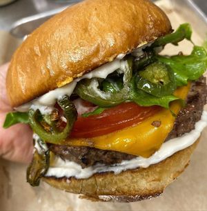 Jalapeno Hotty Cheeseburger & Fries at Chicana Vegana in Fullerton