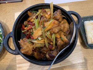 I saw this on their FB and found it looked delicious! And it is! The texture tasted like soy protein produce and the flavor is just perfect. Potato Fries is a plus😄 at Shàn Guǒ Táng - 善菓堂 in Zhubei