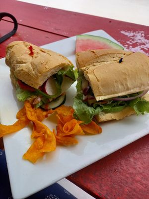 The vegan sandwich at Paradiso Cafe in Caye Caulker