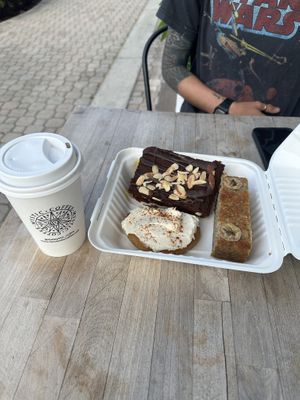 Cinnamon bun, brownie, banana breadd  at Mystic Coffee in Hollywood