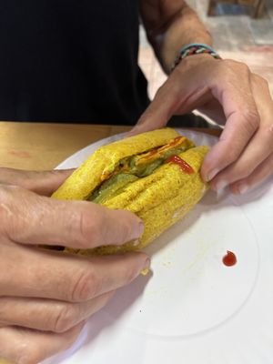 Vegan hot dog  at Mystic Coffee in Hollywood