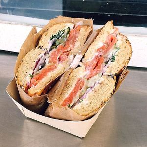 Mock Lox Bagel at Sandwich Club - Hietalahdenranta in Helsinki