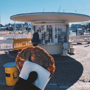 Cookie and our kiosk at Sandwich Club - Hietalahdenranta in Helsinki