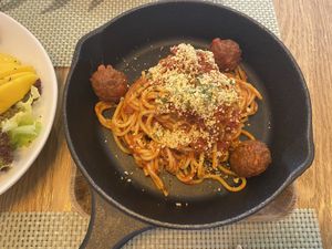 Meatball spaghetti  at Green Friday in Shanghai