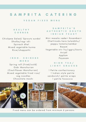 Catering Menu at Samprita in Oud Heverlee
