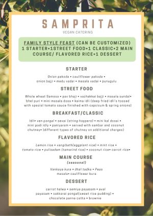 Catering Menu at Samprita in Oud Heverlee