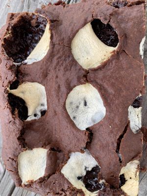 Gooey, chewy brownie with marshmallow.   at Root 66 Cafe in Santa Fe