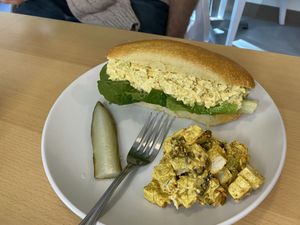 Egg Salad Sandwich with Tofu Curry  at Root 66 Cafe in Santa Fe
