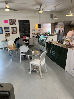 4 tables outside and lots of seating outside.  at Root 66 Cafe in Santa Fe