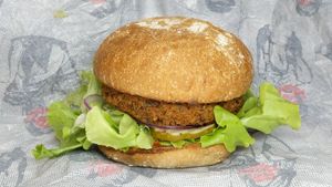 Schnitzel Love (made vegan, sub chipotle mayo for vegan special sauce or vegan aioli, and milk bun for farmhouse bun) at Burger Urge in Bundaberg