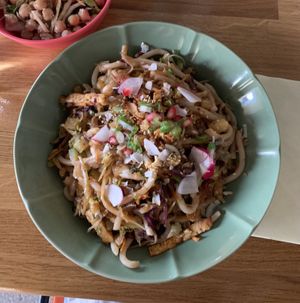 Udon with tempeh at KOA Bistro & Bar in Ljubljana