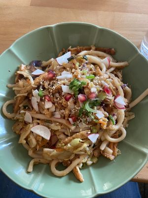 udon noodles with tempeh at KOA Bistro & Bar in Ljubljana