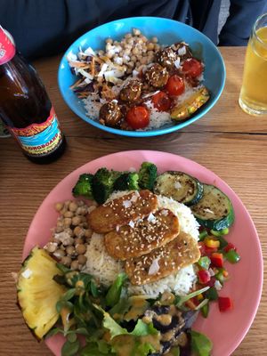 Hawaiian Vegi BBQ and Tempeh Poke Oahu Style. at KOA Bistro & Bar in Ljubljana