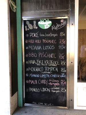 menu board at KOA Bistro & Bar in Ljubljana