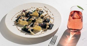 Vegan Mushroom Ravioli  at Koukoumi Hotel in Mykonos