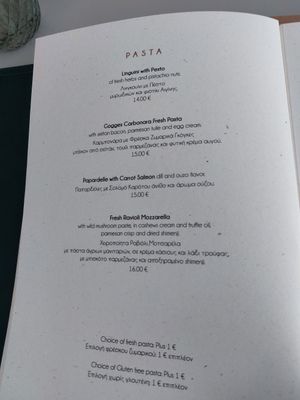 Menu at Koukoumi Hotel in Mykonos