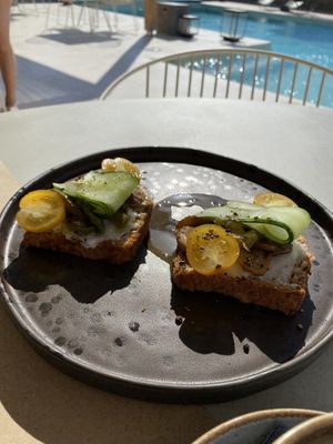 Breakfast toast at Koukoumi Hotel in Mykonos