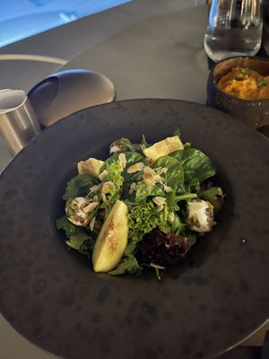 Fig salad with home made cheese at Koukoumi Hotel in Mykonos