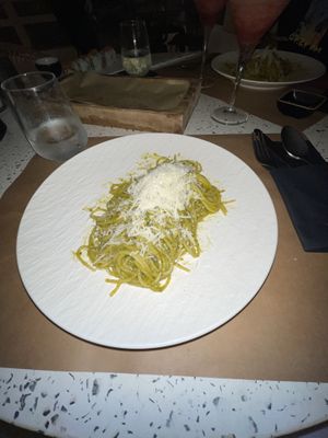 Gluten free pesto pasta at Koukoumi Hotel in Mykonos