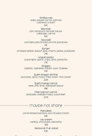 Lunch menu 2  at Koukoumi Hotel in Mykonos