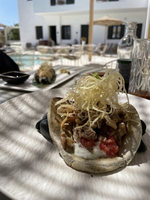 Souvlaki  at Koukoumi Hotel in Mykonos