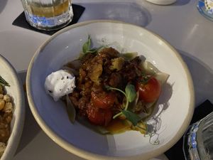 Seitan pappardelle  at Koukoumi Hotel in Mykonos